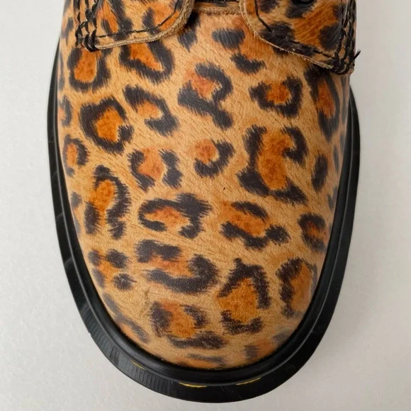 Vintage Dr. Martens 1460 England Leopard Animal Print Brown Black MIE Boots UK 4